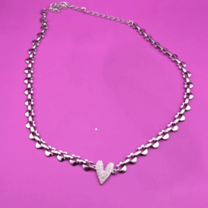 Choker Malha Relógio com Coração Cravejado