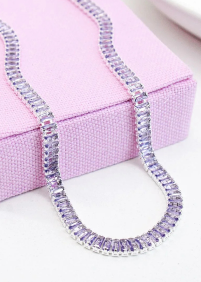 Colar Riviera de Zircônias Lilás – Banhado a Ródio Branco